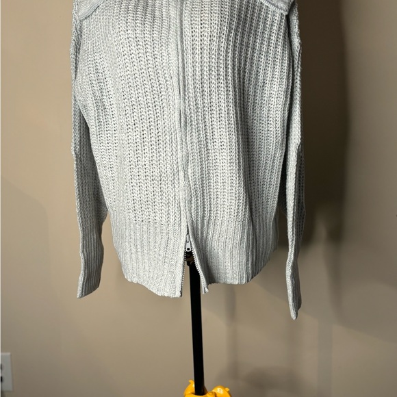 New ASHLEY STEWART Two Way Zip Ribbed Sweater Heather Grey Gray Size-3X - Picture 4 of 6